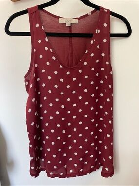LOFT Burgundy Polka Dot Sleeveless Camisole
